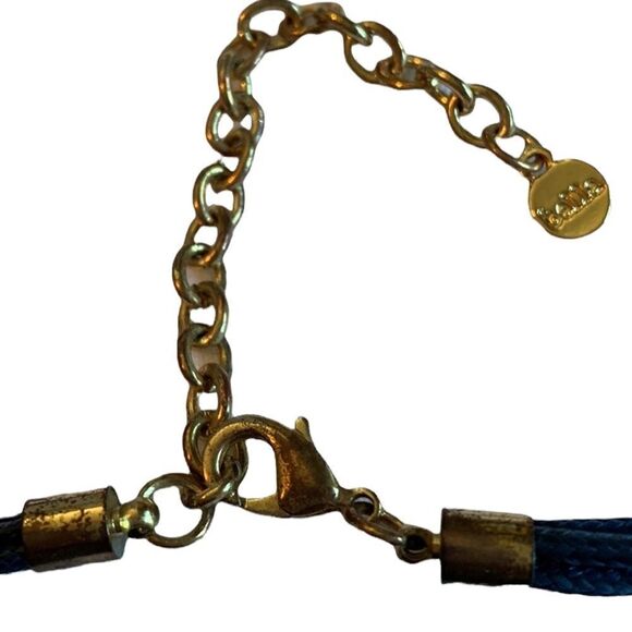 Bella Jack Gold and Navy Enamel Choker Statement Necklace with Pearls - Picture 8 of 8